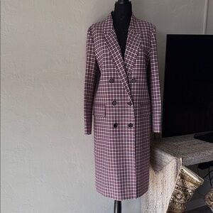 NWT Burberry authentic Women's cotton Double-Breasted Check Blazer. Size 10